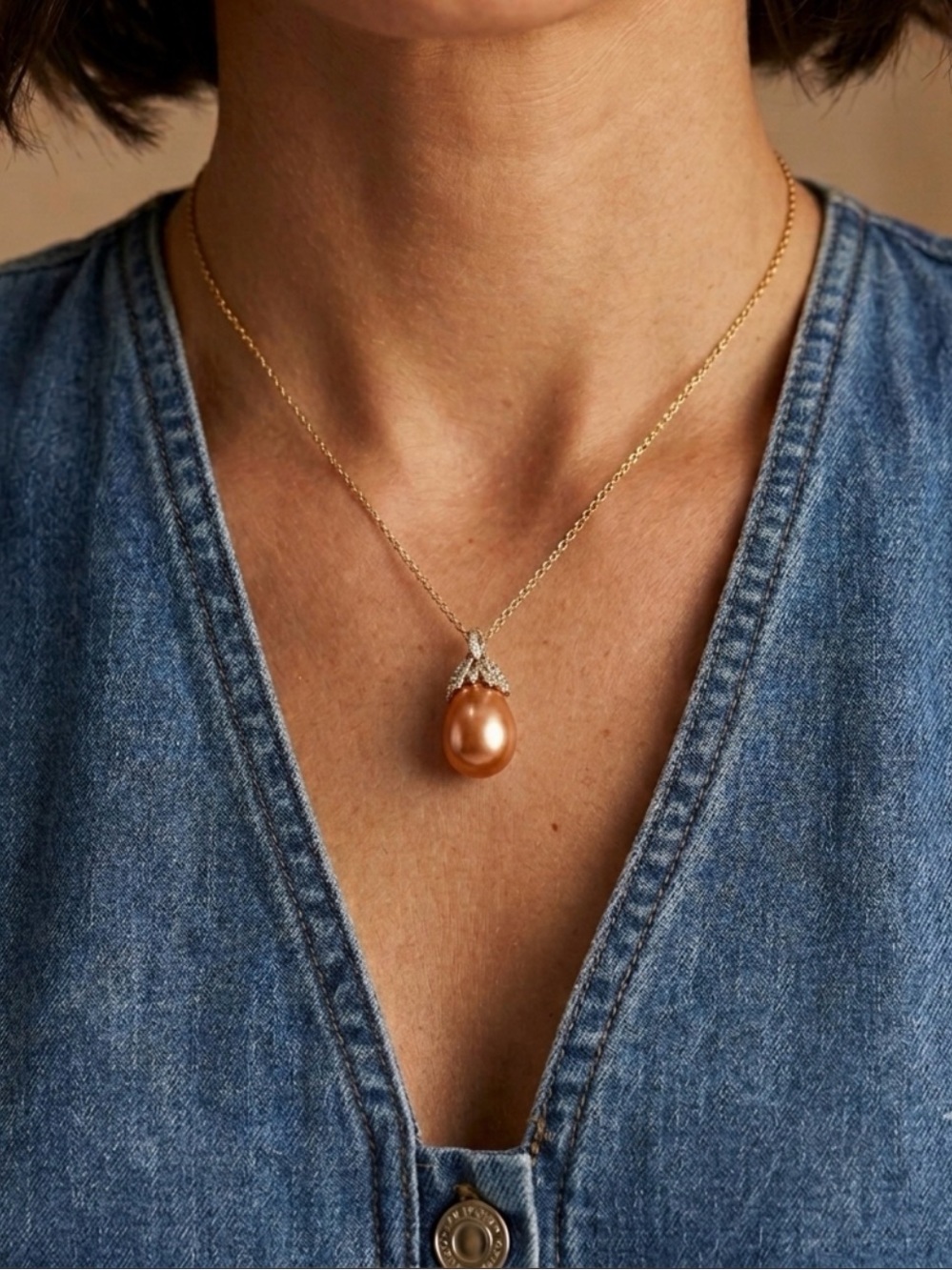 DROP Orange Pearl Necklace
